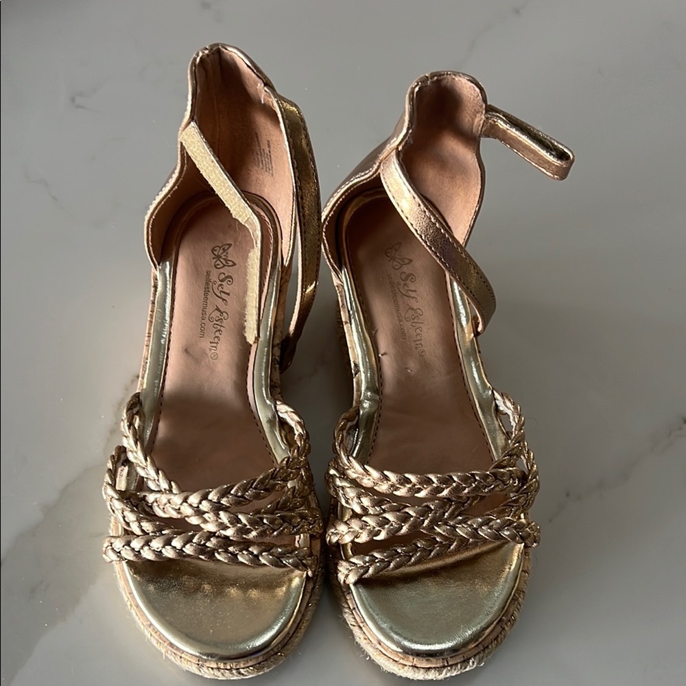 Gold Braided Kids Sandals